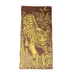 Terry Treasure of California Vintage Towel Brown Yellow Tiger Print Retro Beach